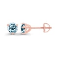 thumbnail image 2 of Decadence Rose Gold Plated 925 Sterling Silver 5mm Round 3 Prong Martini Set Natural Sky Blue Topaz December Birthstone Screwback Stud Earrings, 2 of 7