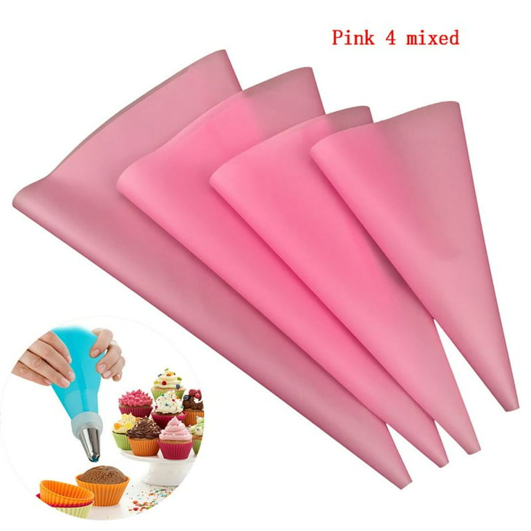 4Pcs DIY Silicone Reusable Icing Piping Cream Pastry Bag Cake Decorating Tools