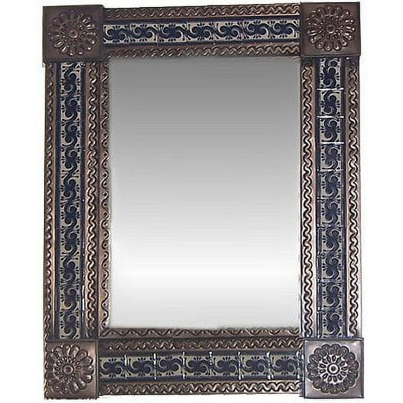 Medium Brown Caracol Tile Talavera Tin Mirror