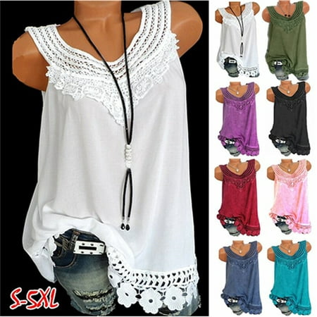 Summer Women Shirt Vest Fashion O-Neck Sleeveless Solid Colors Tank Tops Plus size S-5XL