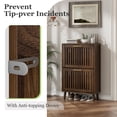 thumbnail image 3 of Semiocthome 23.6" Shoe Storage Cabinet with 2 Flip Louvered Drawers for Entryway, Hallway, Walnut, 3 of 10