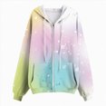 thumbnail image 4 of Towmus Women's Novelty Print Zip Up Hoodies Long Sleeve Cute Tops With Pocket Drawstring Gradient Hooded Sweatshirt XS-6XL, 4 of 5