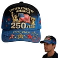 thumbnail image 4 of NIEWTR 250 Anniversary USA Hat Adjustable United States 250th Anniversary Hat 1776-2026 Embroidery USA Baseball Cap Men Women(C,One Size), 4 of 9