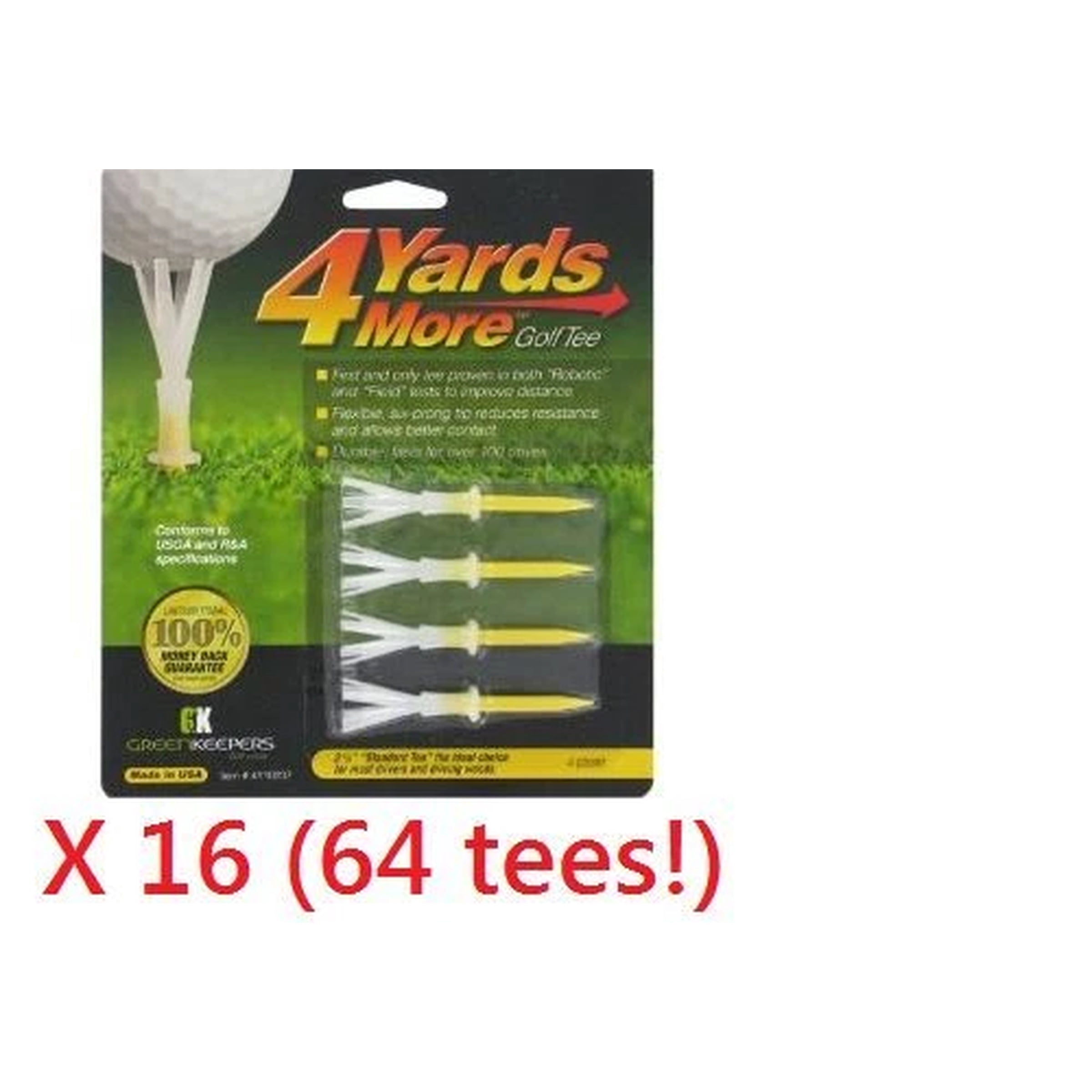 4 Yards More Tees 16x Four Pack Yellow 2.75" 2 3/4" - 64 Tees Total!