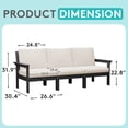 thumbnail image 4 of FUNDAZE Oversized HDPE Patio Furniture Sets, 3-Seater Outdoor Conversation Set | For Patio, Poolside, Backyard Use, Black Frame with Khaki Cushion, 4 of 7