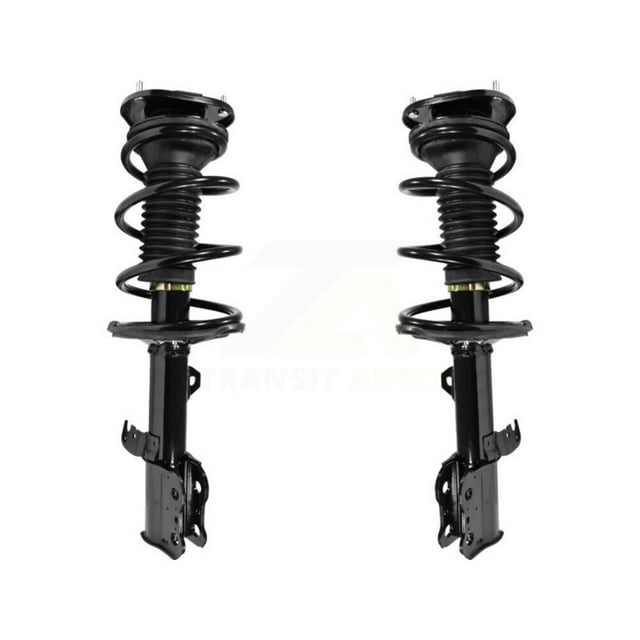 Transit Auto front complete suspension shocks, strut, and coil spring mount assemblies kit for 2003-2008 Toyota Corolla. Includes two front suspension strut and coil spring assemblies for both driver and passenger sides. Designed to restore ride height and optimize handling. Fully assembled units with application-specific coil springs and mounts for precise fit and performance.