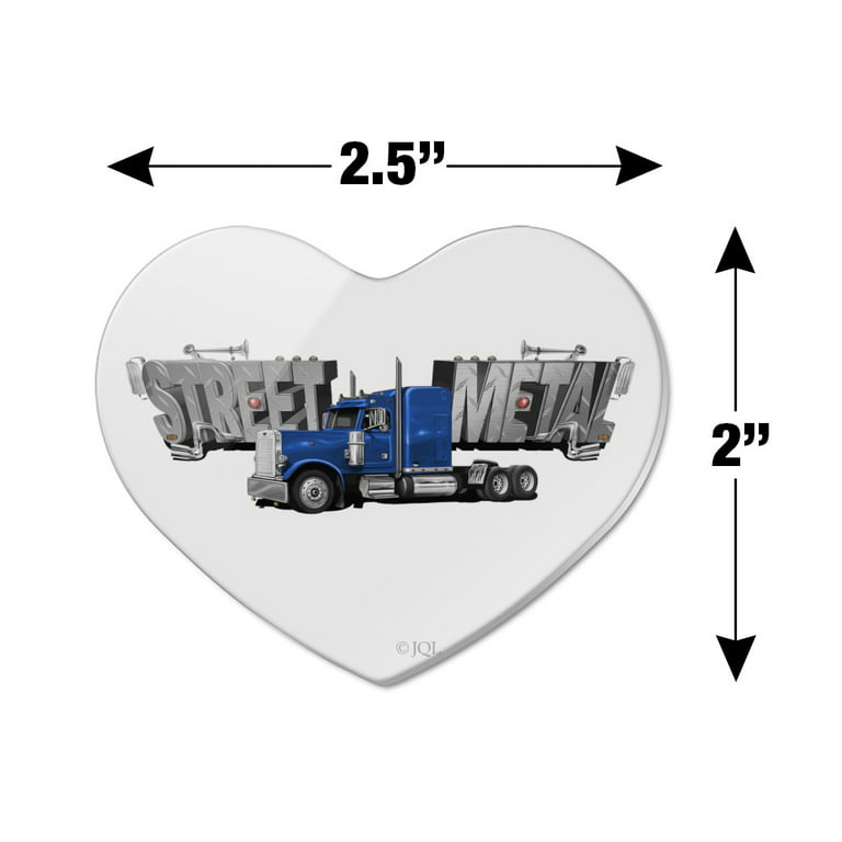 Street Metal Semi Tractor Trailer Truck Cab Heart Acrylic Fridge  Refrigerator Magnet 