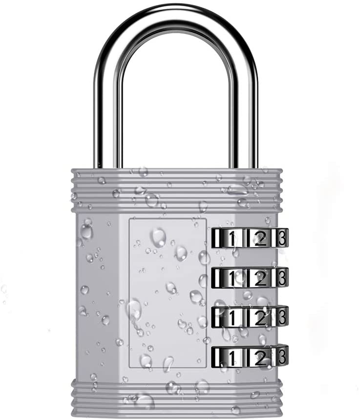 Locker Lock, 4 Digit Combination Lock for Locker, Re-settable Combo Lock for Gym, School and Employee (Sliver)