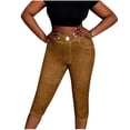 thumbnail image 2 of ClodeEU Women's Faux Denim Print Capri Pants with Faux Pockets, Casual Cropped Trousers Khaki,Womens Plus L, 2 of 8