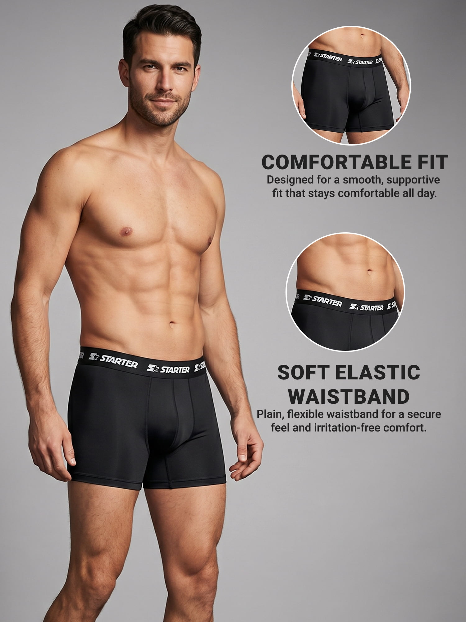 Starter Men’s Active Performance Boxer Briefs, 5-Pack, Sizes S-XL