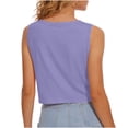 thumbnail image 6 of Feancey Women's Crop Tank Tops Loose Fit Sleeveless T-Shirts Solid Color Casual Workout Tank Top Dressy Trendy Going Out Tee Tops Purple XXL, 6 of 7
