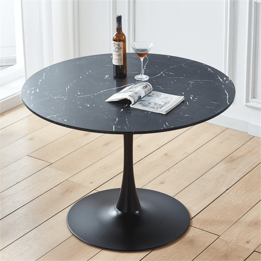 42.1" Dining Table, Modern Round Dining Table with MDF Table Top and