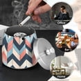 thumbnail image 4 of Yayeee Ashtray with Lid for Cigarette Smokeless Stainless Steel Home Ash Holder, Pink Geometric, 4 of 7