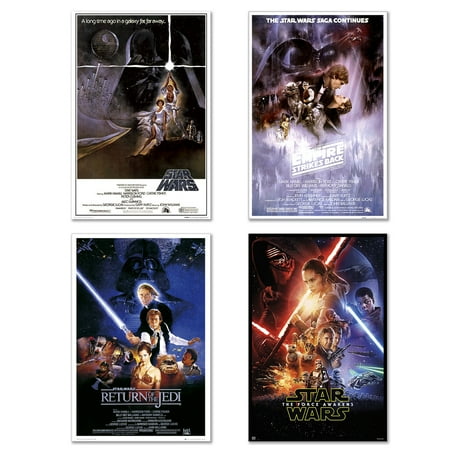 - Star Wars: Episode IV, V, VI & VII - 4 Piece Movie Poster / Print Set (Regular Styles) (Size: 24