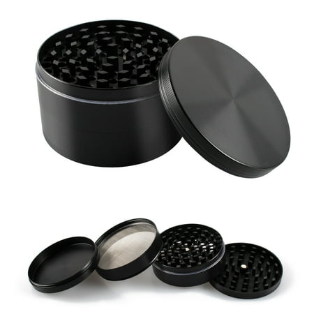 GoldCherry Herb and Spice Kitchen Grinder with Pollen Catcher, Heavy Duty Anodized Aluminum with Scrapper and Easy Access