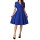 thumbnail image 2 of INSPIRE CHIC Vestido de Negocios A-Line Elegante de Manga Corta con Escote en V para Mujeres XS Azul Real, 2 of 6