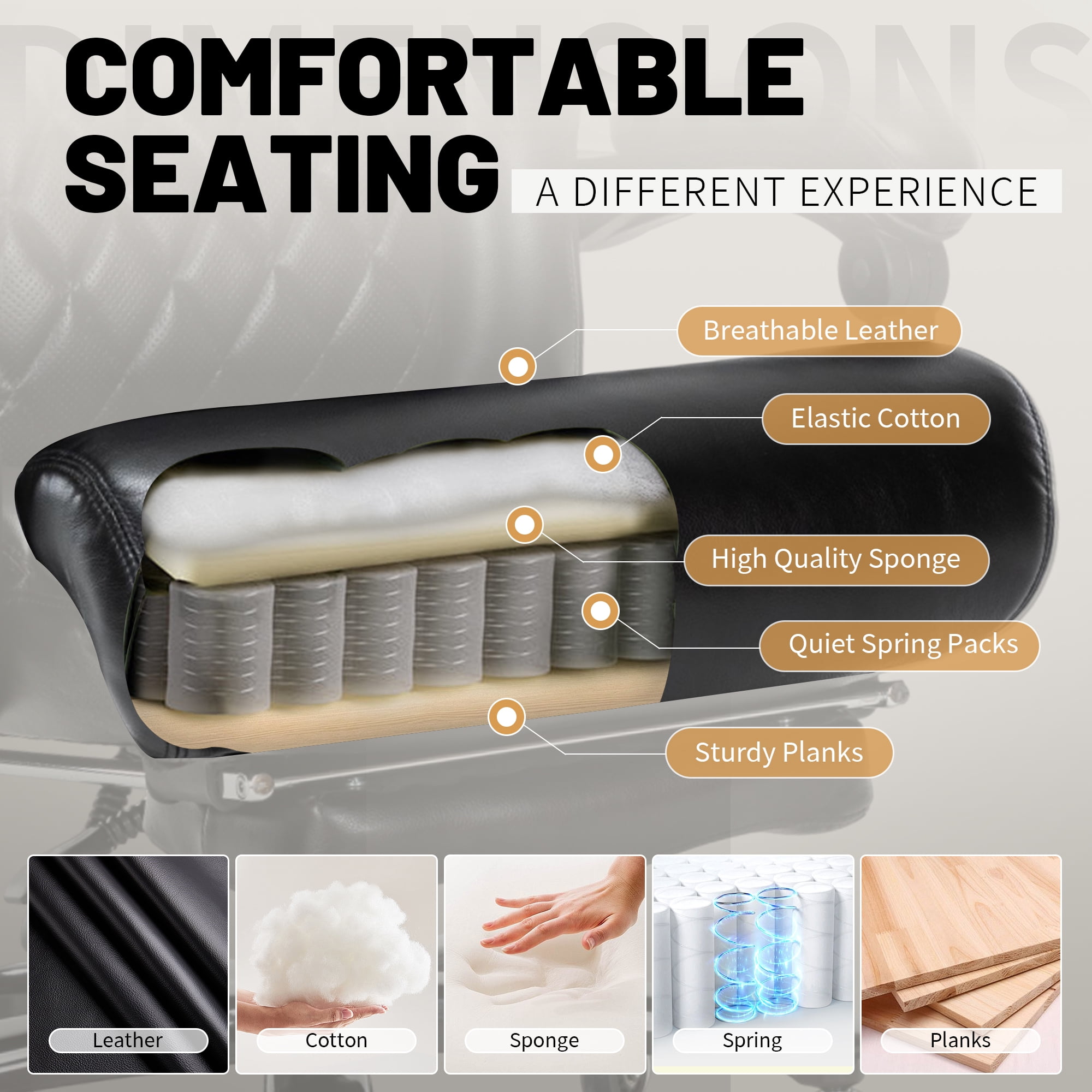 800 lbs Big and Tall Office Chair with Foot Rest, Heavy Duty Executive Reclining Chair, Extra Wide Seat and Mobile Lumbar, High Back Large Computer Desk Chair for Home Office