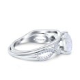 thumbnail image 6 of Cubic Zirconia Size-5 Two Piece Art Deco Wedding Ring Marquise 925 Sterling Silver, 6 of 7