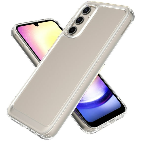 CoverON For Samsung Galaxy A25 5G Case, Hybrid Slim fit Hard Back TPU Rim Phone Rigid Cover, Clear with Chrome Buttons
