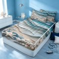 thumbnail image 3 of Erosebridal Marine Beach Zipper Twin Comforter Sets with Fitted Sheet and 2 Pillowcases, Hawaii Starfish Seashell Zipper Bedding Set, Reversible, 3 of 7