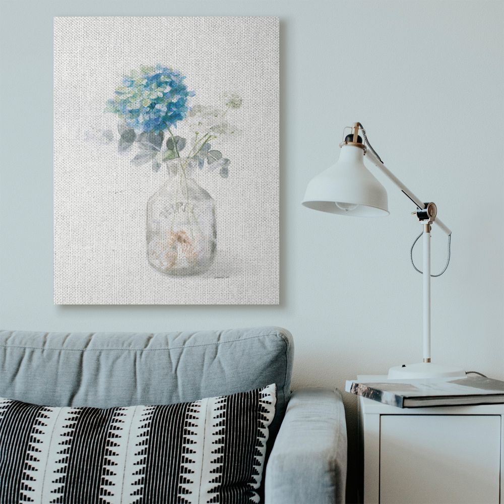 Stupell Industries Flower Jar Beach Still Life Blue Painting Super Canvas Wall Art by Danhui Nai