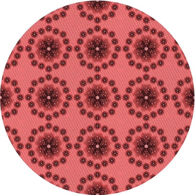 Ahgly Company Tapis d'Intérieur Ronds Transitionnels Rouges Lavables à la Machine, 7 Pieds Rond