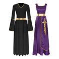 thumbnail image 1 of Kaerm Tunique de Danse pour Femmes, Robe Maxi de Danse avec Manches Longues, Violet&Noir G, 1 of 7