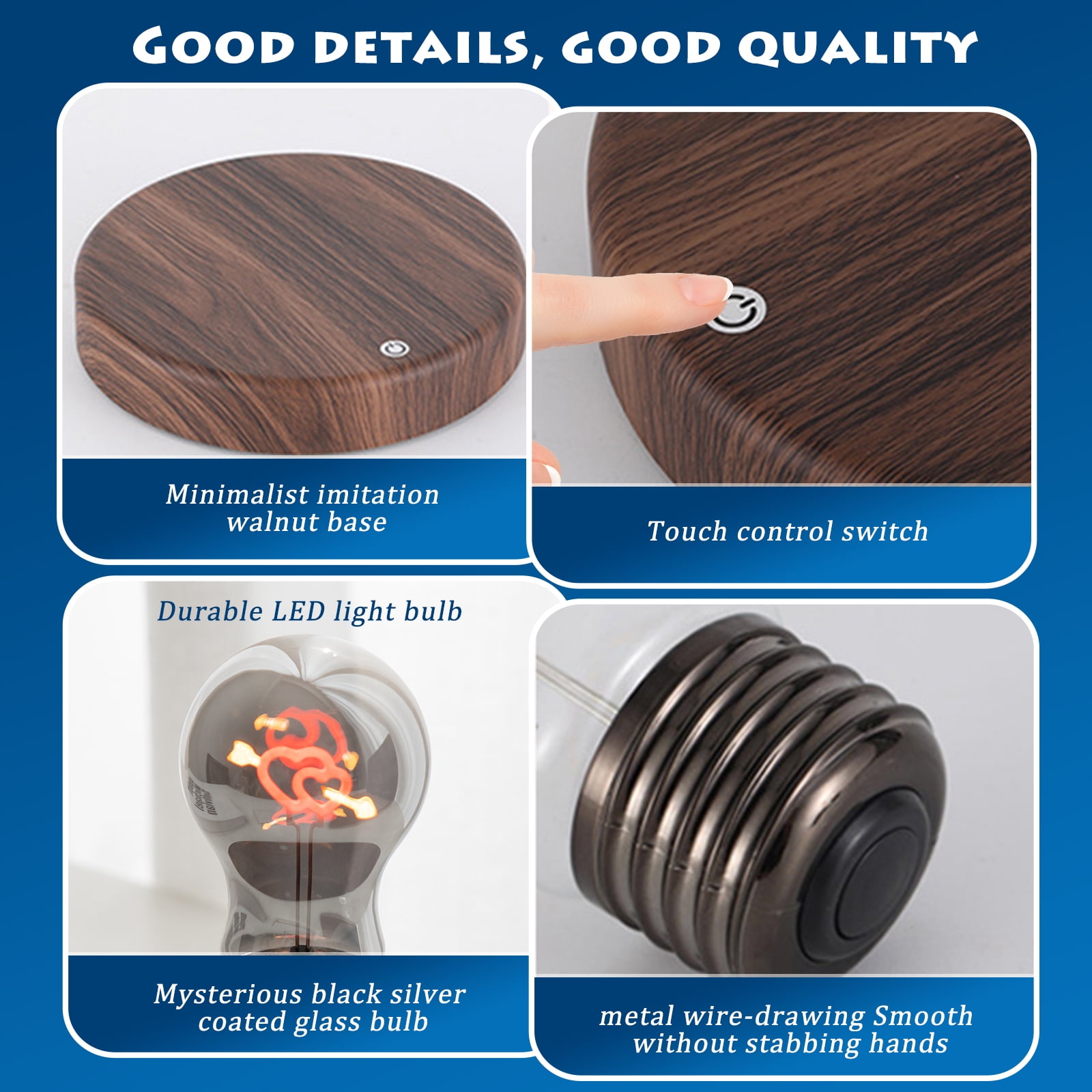 Magnetic Levitating Floating Wireless LED Light Bulb Desk Lamp for Unique Gifts, Love Gift, Creative Gift, Room Decor, Night Light, Home Office Decor Desk Tech Toys, Touch Control
