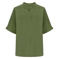 thumbnail image 5 of Gamivast Linen Women's Tops, Tees & Blouses Loose Fit Henley V-Neck Tunic Tops 3/4 Sleeve Summer Tops Button Linen Texture Casual Daily Outfits, 5 of 10