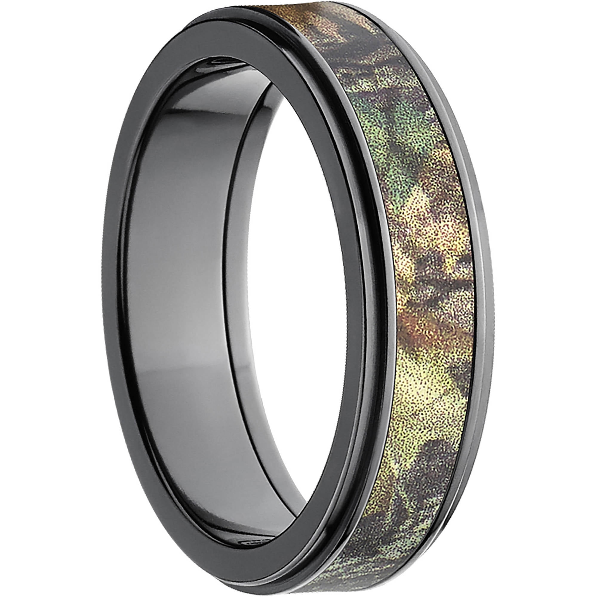 New Break Up Men's Camo Black Zirconium Ring with Polished Edges and Deluxe Comfort Fit