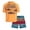Orange Gradient Shark, variant on Boys Swim Set - UPF50+ Short Sleeve Rash Guard Swim Shirt and Swim Trunks 2 Piece Set