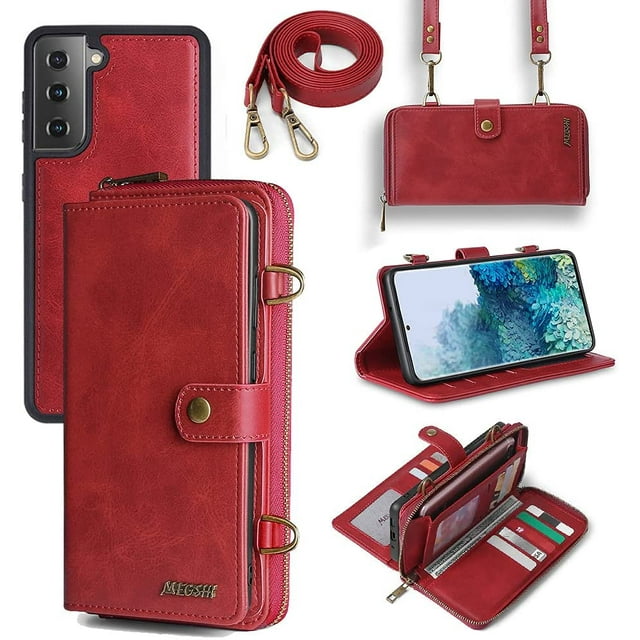Compatible Galaxy S20 Ultra Wallet Case Flip Wallet Magnetic Detachable 2-in-1 Leather Card Holder (with 13 Card Slots) Kickstand Multifunctional Cross Body Wallet Phone case