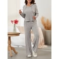 thumbnail image 4 of Gupgi Women Solid Color Tracksuit 2 Piece Spring Ribbed Outfits Short Hoodies Loose Pants, 4 of 8