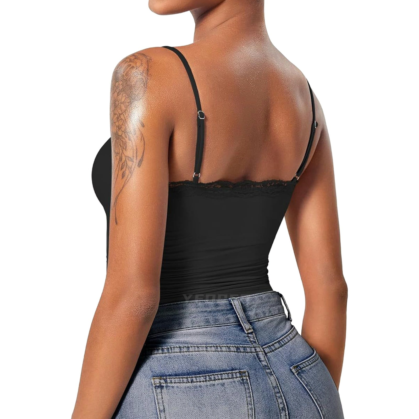 Tank Tops Under 20$, Black Black Tank Top Woman Baberdicy Lace Top
