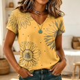 thumbnail image 4 of Sewkxo Womens Summer Tops Short Sleeve Basic Casual V Neck T Shirts Trendy Fashion 2026 Top,Yellow XL, 4 of 5