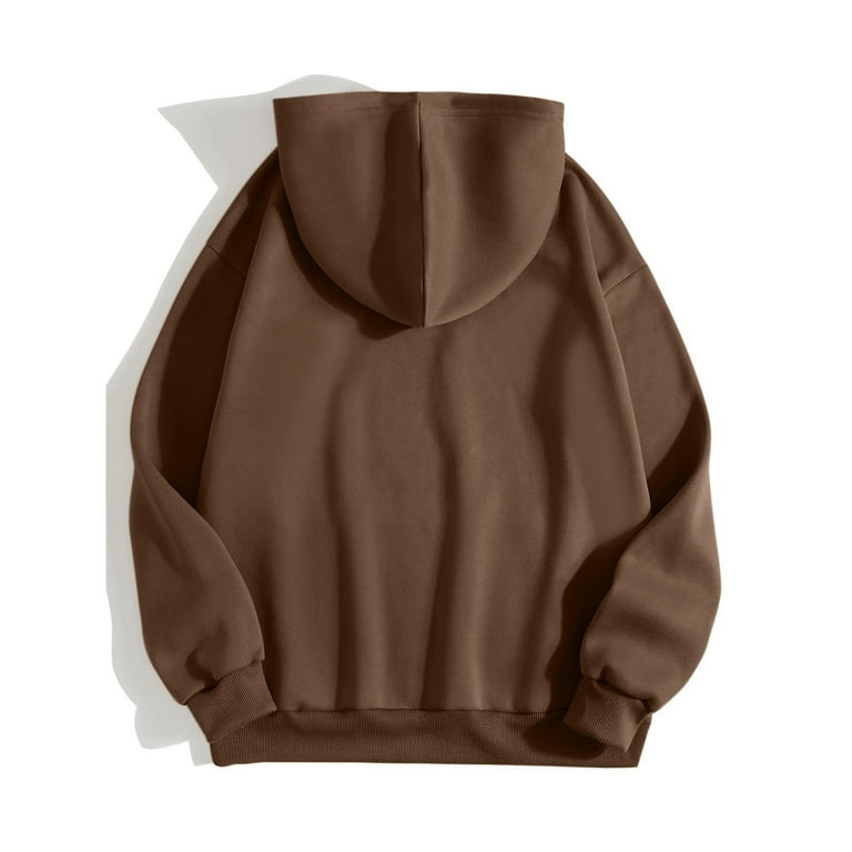 Ediodpoh Ladies Printed Crewneck Hooded Casual Long Sleeve Sweatshirt Hoodies Brown XL