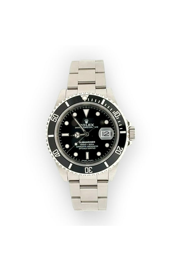 Pre-Owned Rolex Submariner Date 16610 Black Dial With Stainless Steel Bracelet