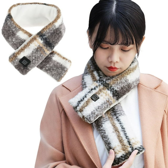 Heated Scarf Heated Neck Wrap Electric Plaid Scarf Soft Winter Scarves 3 Temperature Adjustable Heated Wrap Protection Portable Comfortable Neck Heating Pad for Men Women