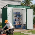 thumbnail image 3 of 8' x 6' Metal Storage Shed, Lockable Waterproof Outdoor Tool Shed with Ventilation, Organizer for Backyard Patio Lawn, Green, 3 of 8