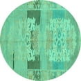 thumbnail image 1 of Ahgly Company Indoor Round Abstract Turquoise Blue Modern Area Rugs, 3' Round, 1 of 4