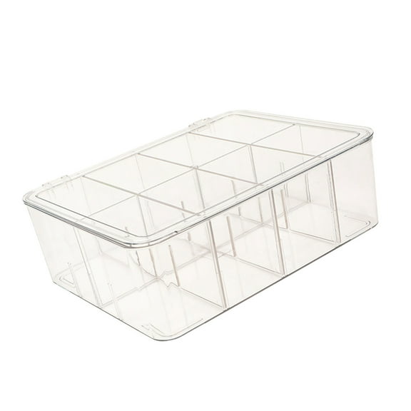 Acrylic Teas Bag Organiser with Lid for Drawer Clear Coffee Storage Box with Multiple Compartments