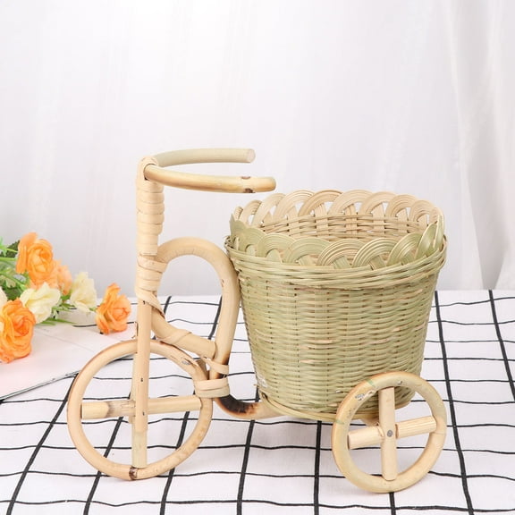 KAKOWELY Hand Made Woven Basket for Storage Food in Living Room Kitchen or Party Light Brown Plastic 1PC