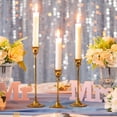 thumbnail image 4 of Juego de 3 candelabros Decorativos Brillar de Cono dorado metal para mesa Boda, 4 of 5