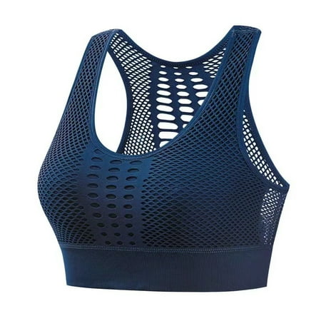

Gai Women Bra Crop Tank Top Bralette Ribbed Seamless Workout Sport Bra Longline Padded Lounge Bra for Yoga Sport-Blue(XXL)