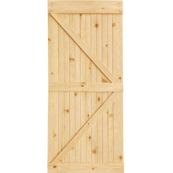 Kimberly Bay K-Bar Solid Pine Core Unfinished Interior Barn Door Slab DIY Kit 84 in. x 36 in.