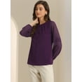 thumbnail image 3 of DARING DIVA Chiffon Semi Sheer Long Sleeves Blouses S Deep purple, 3 of 6