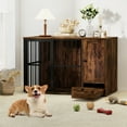 thumbnail image 2 of Gymax 47 5''Dog Crate End Table w/ Hidden Bowls & Storage Chew-Resistant Metal Frame, 2 of 10