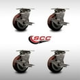 thumbnail image 2 of 5 Inch 316SS Polyurethane Swivel Caster Set with Delrin Bearings and Brakes SCC, 2 of 2