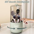 thumbnail image 4 of Makeup Brush Holder with  Cover, Clear 360 Rotating Make Up Brushes Organizer for Counter Vanity Bathroom, Sage Green, 4 of 7