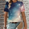 thumbnail image 4 of DailyTrove Womens Dark Blue Galaxy Print Short Sleeve T-Shirt - Loose Fit Casual Daily Wear,Navy,S, 4 of 6